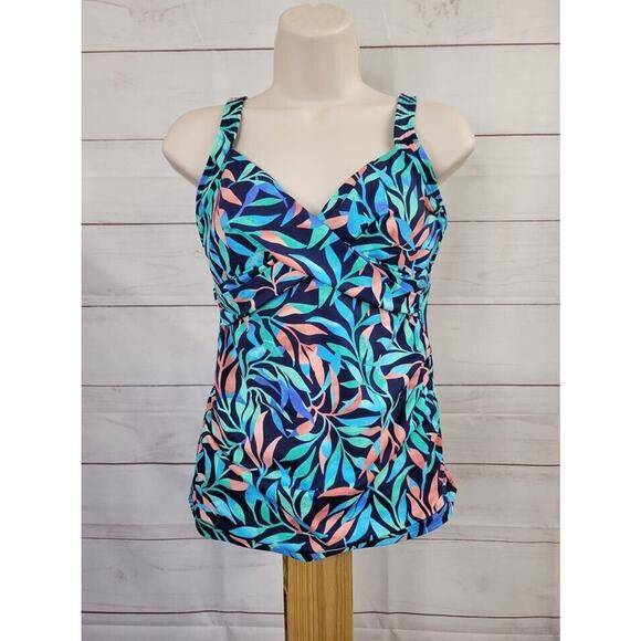 4R A469372 Lands' End V-Neck Wrap Underwire Tankini Top - Picture 2 of 2